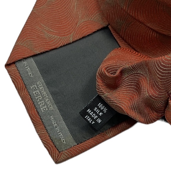 GIANFRANCO FERRE Orange Geometric Silk LUXURY Tie ITALY - Picture 3 of 4